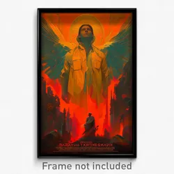 Russian Movie Poster - Man Feeling Reluctant, Angelic Orange Vest (Art Print)