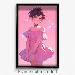 Anime Art Poster - Boy Feeling Negative Wearing Well Made Pink Dress (Print)