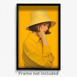 Anime Art Poster - Woman Feeling Offended Wearing Nice Bowl Hat (Print)
