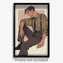 Anime Art Poster - Man Feeling Glee Wearing Radiant High Waist Pants (Print)