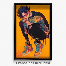 Art Poster - Boy Feeling Dread Wearing Cheery Black Legwear (Print)