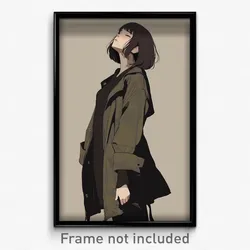 Anime Art Poster - Woman Feeling Hopeless Wearing Rectangular Clothes (Print)
