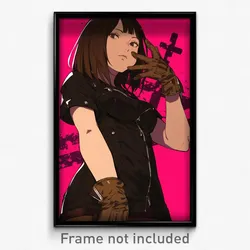 Anime Art Poster - Girl Feeling Self Confident, Different Brown Gloves (Print)