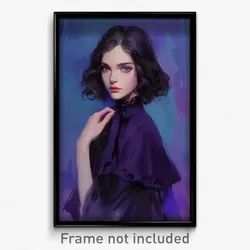 Art Poster - Girl Feeling Suspense Wearing Famous Purple Capelet (Print)