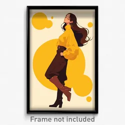 Anime Art Poster - Woman Feeling Carefree Wearing Adorable Knee Boots (Print)