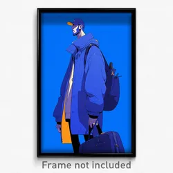 Anime Art Poster - Man Feeling Miserable Wearing Remarkable Blue Bag (Print)