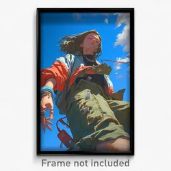 Art Poster - Woman Feeling Amazement Wearing Zealous Multi Strapped (Art Print)