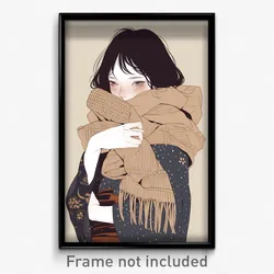 Art Poster - Woman Feeling Bitter Wearing Natural Brown Scarf (Print)