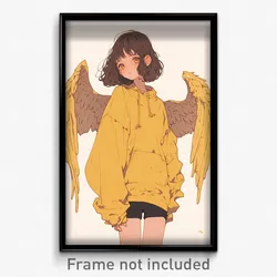 Anime Art Poster - Girl Feeling Jealousy Wearing Classic Yellow Wings (Print)