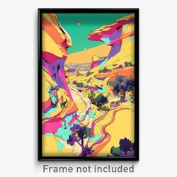 Art Poster - Familiar Canyon (Psychedelic Trippy Weird 11x17 Cartoon Print)