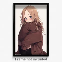 Anime Art Poster - Girl Feeling Helpless Wearing Made Up Brown Coat (Print)