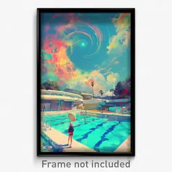 Movie Art Poster - Enchanting Pool (Psychedelic Trippy Retro Cartoon Film Print)