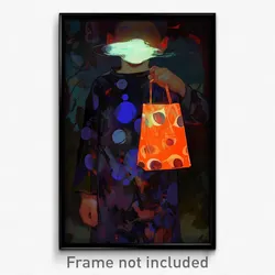 Art Poster - Boy Feeling Relieved Wearing Outgoing Gift Bag (Art Print)