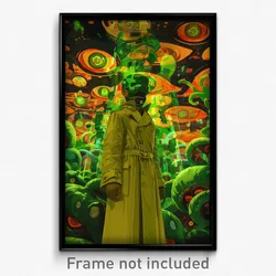 Movie Art Poster - Man Feeling Tension, Webbed Green Coat (Retro Film Print)