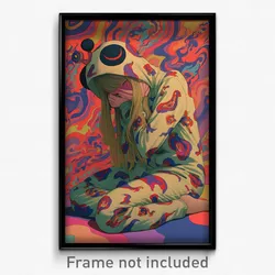 Art Poster - Woman Feeling Regret Wearing Striking Kigurumi (Art Print)