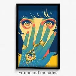 Movie Art Poster - Woman Feeling Unsure, Triangular Aqua Gloves (Film Print)
