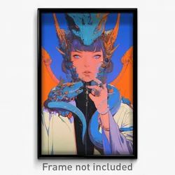 Movie Art Poster - Woman Feeling Confusion, Gentle Dragon Wings (Film Print)