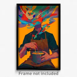 Anime Art Poster - Man Feeling Infatuation Wearing Well Off Brown Apron (Print)