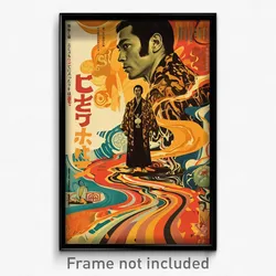Japanese Movie Poster - Man Feeling Intrigued, Kaleidoscopic Fur Cape (Print)