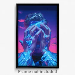 Movie Art Poster - Boy Feeling Helpless, Handmade Aqua Gloves (Retro Film Print)