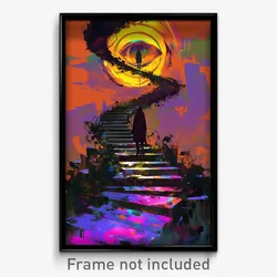 Art Poster - Accomplished Ladder (Psychedelic Trippy Weird 11x17 Cartoon Print)