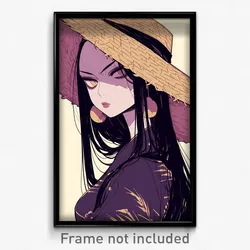 Anime Art Poster - Woman Feeling Scorn Wearing Zany Straw Hat (Print)
