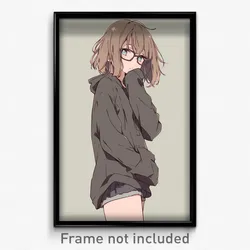 Anime Art Poster - Girl Feeling Insecurity Wearing Mysterious Mismatched (Print)
