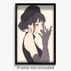 Anime Art Poster - Woman Feeling Exasperated, Adorable Grey Gloves (Print)