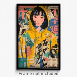 Chinese Movie Poster - Woman Feeling Cheeky, Artistic Yellow Hoodie (Art Print)