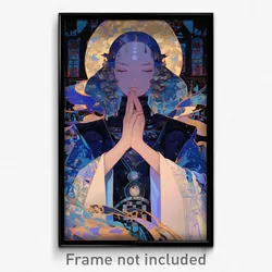 Movie Art Poster - Woman Feeling Thankful, Gorgeous Blue Serafuku (Film Print)