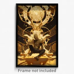 Art Poster - Man Feeling Expectancy Wearing Golden Bike Shorts (Art Print)