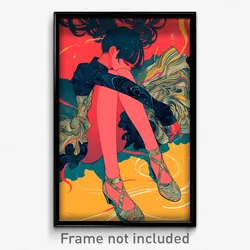 Art Poster - Girl Feeling Satisfaction Wearing Studious Ballet Slippers (Print)