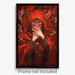 Anime Art Poster - Woman Feeling Miserliness Wearing Gorgeous Red Cape (Print)