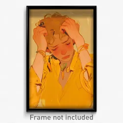 Art Poster - Boy Feeling Frustrated, Yellowish Carrot Necklace (Art Print)