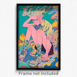 Anime Art Poster - Boy Feeling Obstinate Wearing Drab Mismatched Legwear (Print)