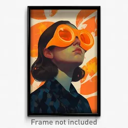 Art Poster - Woman Feeling Schadenfreude, Classic Orange Goggles (Art Print)