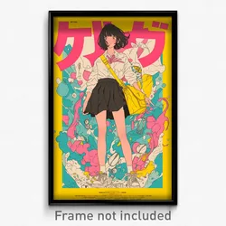 Japanese Movie Poster - Girl Feeling Carefree, Zesty Yellow Bag (Art Print)