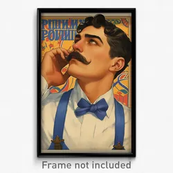Russian Movie Poster - Man Feeling Attraction, Curvy Blue Bowtie (Art Print)