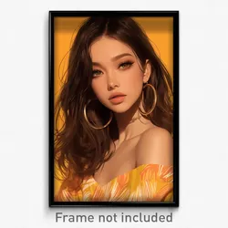 Anime Art Poster - Woman Feeling Moody Wearing Curvy Hoop Earrings (Print)