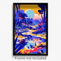 Art Poster - Rectangular Wetland (Psychedelic Trippy Weird 11x17 Cartoon Print)