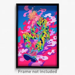 Art Poster - Boy Feeling Grouchiness Wearing Vibrant Pink Legwear (Art Print)