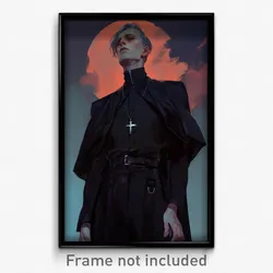 Art Poster - Man Feeling Optimistic Wearing Valuable Goth Clothes (Art Print)
