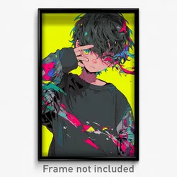 Anime Art Poster - Boy Feeling Grouchiness Wearing Animated Grey Sleeves (Print)