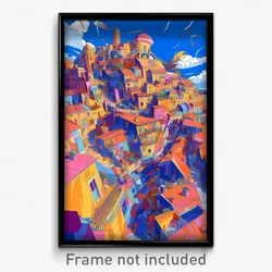 Art Poster - Giant French City (Psychedelic Trippy Weird 11x17 Cartoon Print)
