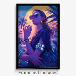 Movie Art Poster - Girl Feeling Enjoyment, Scientific Armlet (Retro Film Print)