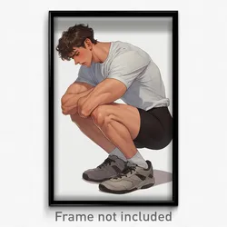 Art Poster - Man Feeling Tired Wearing Immaterial Bike Shorts (Art Print)