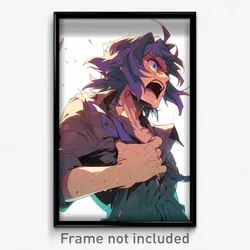 Anime Art Poster - Man Feeling Shocked Wearing Glass Shirt Lift (Print)