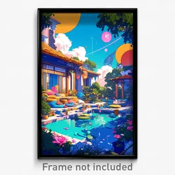 Art Poster - Nifty Villa (Psychedelic Trippy Weird 11x17 Cartoon Print)