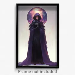Art Poster - Woman Feeling Cowardly Wearing Spherical Hooded Cape (Art Print)