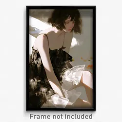 Art Poster - Girl Feeling Alienation Wearing Rich Medium Dress (Art Print)